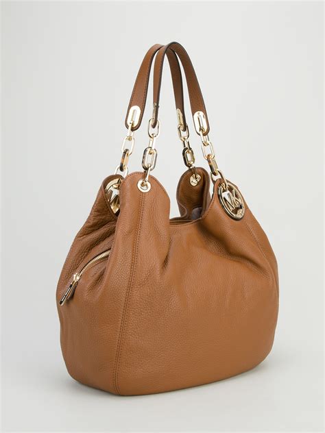 michael michael kors brown leather braided handle bag|michael kors brown tote bag.